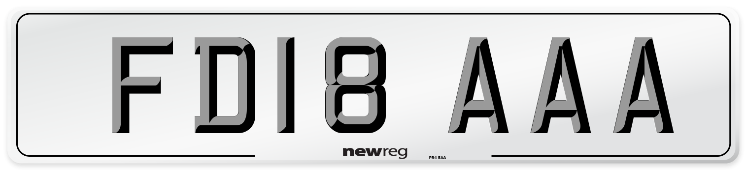 FD18 AAA Number Plate from New Reg